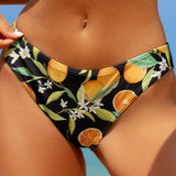 VCAY Bottom del bikini impreso con frutas para mujeres, ropa de bano de triangulo sexy (impresion aleatoria) para la playa en verano