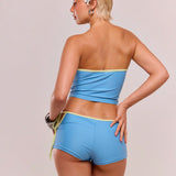 MUSERA Top de bikini bandeau con contraste de colores