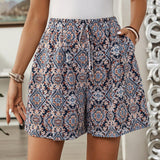 EMERY ROSE Shorts de verano casuales para mujer con estampado geometrico