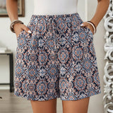 EMERY ROSE Shorts de verano casuales para mujer con estampado geometrico