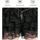 ROMWE Goth Shorts elegantes para mujeres con cintura elastica y nudo de lazo con colgante cruzado Estilo de palacio de la doncella del bosque que se puede combinar facilmente con cualquier atuendo