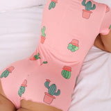 Enterizo de pijama para mujeres con estampado de cactus y estilo de vacaciones