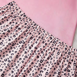 Conjunto de pijama rosa con estampado de corazones y leopardo para mujeres, que incluye pantalones cortos y una camiConjuntoa de manga corta, ropa casual para estar en casa