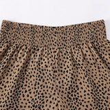 LUNE Shorts casuales de verano con estampado de leopardo y dobladillo con ribete de volantes para mujer