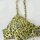 Swim Bikini sexy con estampado de leopardo y cordones para mujer, ideal para verano en la playa (con soporte y sin relleno)