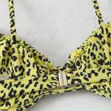 Swim Bikini sexy con estampado de leopardo y cordones para mujer, ideal para verano en la playa (con soporte y sin relleno)