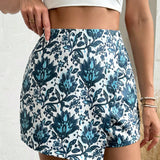 VCAY Falda pantalon de moda de verano para mujer con estampado floral