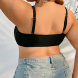 Swim Curve Top de traje de bano diario simple de talla grande para mujeres de unicolor