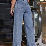 EZwear Jeans de pierna recta para mujer con bolsillos, adecuados para los desplazamientos diarios y las salidas informales