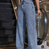 EZwear Jeans de pierna recta para mujer con bolsillos, adecuados para los desplazamientos diarios y las salidas informales