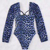 Swim Vestido de una pieza con estampado de leopardo para mujer, estilo simple para uso diario, con derechos de autor