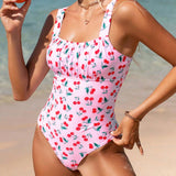 Swim Traje de bano de una pieza con diseno de cerezas para mujeres para el verano en la playa