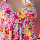 Swim Mod Conjunto de trajes de bano para mujer con estampado floral para vacaciones de verano en la playa con diseno halter y tankini