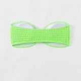 Swim Bikini sexy con sujetador envuelto sin tirantes de color verde fluorescente para mujer, playa de verano