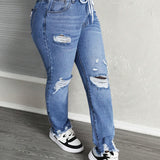 Slayr Jeans rasgados con cordon para mujer con bolsillos, casual