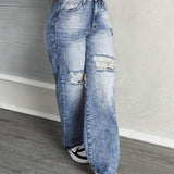 Slayr Jeans rasgados de mujer con bolsillos, casuales