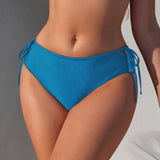 Swim Bottom de bikini de cobertura completa de estilo simple de unicolor para uso diario de mujer