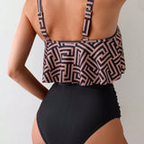 Swim Lushore Top de tirantes asimetrico casual para mujer con estampado geometrico y dobladillo asimetrico, ideal para vacaciones en la playa