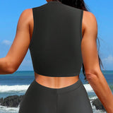 Swim Conjunto de ropa deportiva sin mangas simple y basico para mujeres