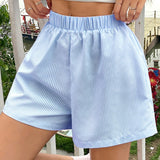 EZwear Shorts informales sueltos a rayas azules para el verano