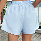 EZwear Shorts informales sueltos a rayas azules para el verano