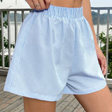 EZwear Shorts informales sueltos a rayas azules para el verano