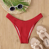 Nuevo traje de bano de moda para mujer en unicolor 2024, Bottom de bikini roja