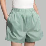 Ontre Pantalones cortos casuales unicolor para mujer para primavera y verano