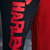 Harley Quinn X  Pantalones acampanados graficos de dos tonos con letras para mujer, primavera/otono