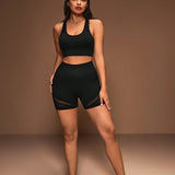 Sport Studio Conjunto de top deportivo y leggings para mujer de unicolor, estilo simple