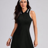 Sport CourtClass Vestido deportivo sin mangas sencillo y casual con cuello para mujer, moda femenina, conjunto de tenis