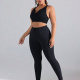 Pantalones de yoga de talle alto para mujeres de talla grande con cordon y cintura delantera, control del abdomen y levantamiento de gluteos