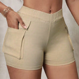 Slayr Pantalones cortos de carga con bolsillo de organo elastico y ajuste estrecho