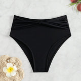 Swim Lushore Bottom del bikini de cobertura completa con diseno retorcido en la parte delantera de unicolor para la playa en verano