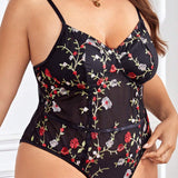 CURVE+ Body de tirantes con estampado floral bordado de a grande