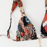 Conjunto de bikini sexy con estampado de leopardo para mujer, ideal para verano en la playa, estampado al azar