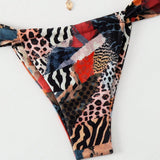 Conjunto de bikini sexy con estampado de leopardo para mujer, ideal para verano en la playa, estampado al azar