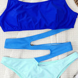 Swim Traje de bano Monokini con recorte de color contrastante para playa en verano