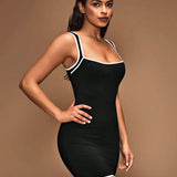 Sport Slayoga Vestido deportivo de verano ajustado para mujer con detalles de contraste de color