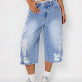 ICON Jeans anchos y cortos para mujer con bolsillos y corte suelto