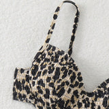 Conjunto de bikini con estampado de leopardo sexy para mujer, con relleno push-up, para playa en verano, impresion aleatoria