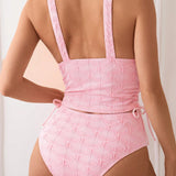 VCAY Conjunto de traje de bano para mujer, tela especial, rosa, 2 piezas