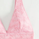 VCAY Conjunto de traje de bano para mujer, tela especial, rosa, 2 piezas