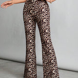 Tall Pantalones acampanados de punto con estampado de leopardo para mujer