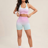 Sport Studio Conjunto deportivo simple de chaleco y leggings para mujeres con degradado de color para entrenamiento