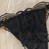 Tanga sexy con cadena caliente y con dibujos de mariposas transparentes para mujeres, ropa interior de cintura baja