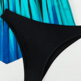 Swim Lushore Conjunto de tankinis para mujeres con impresion de posicionamiento, que incluye una camisola plisada y braguitas de bikini tipo triangulo de unicolor, adecuado para llevar en la playa y piscina durante el verano