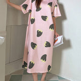 DAZY Vestido informal de dormir holgado con estampado de fresa para el verano
