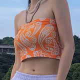 EZwear Top sin tirantes impreso de moda para mujer, ideal para las vacaciones de verano