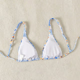 VCAY Top de bikini de verano para mujeres con estampado aleatorio de playa